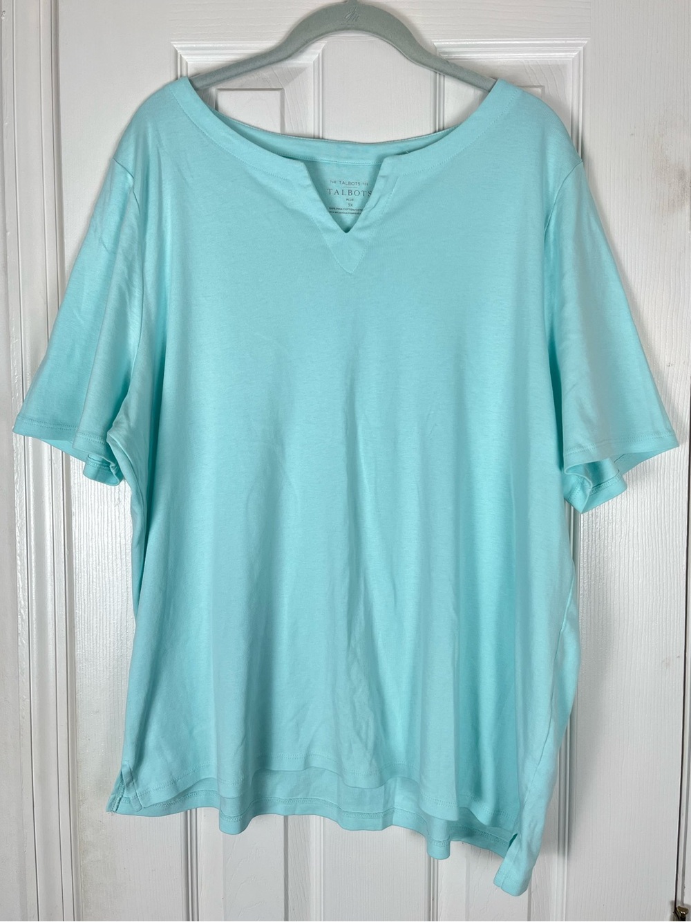 Talbots The Talbots Tee Short Sleeves Notched V-Neck Cotton 3X